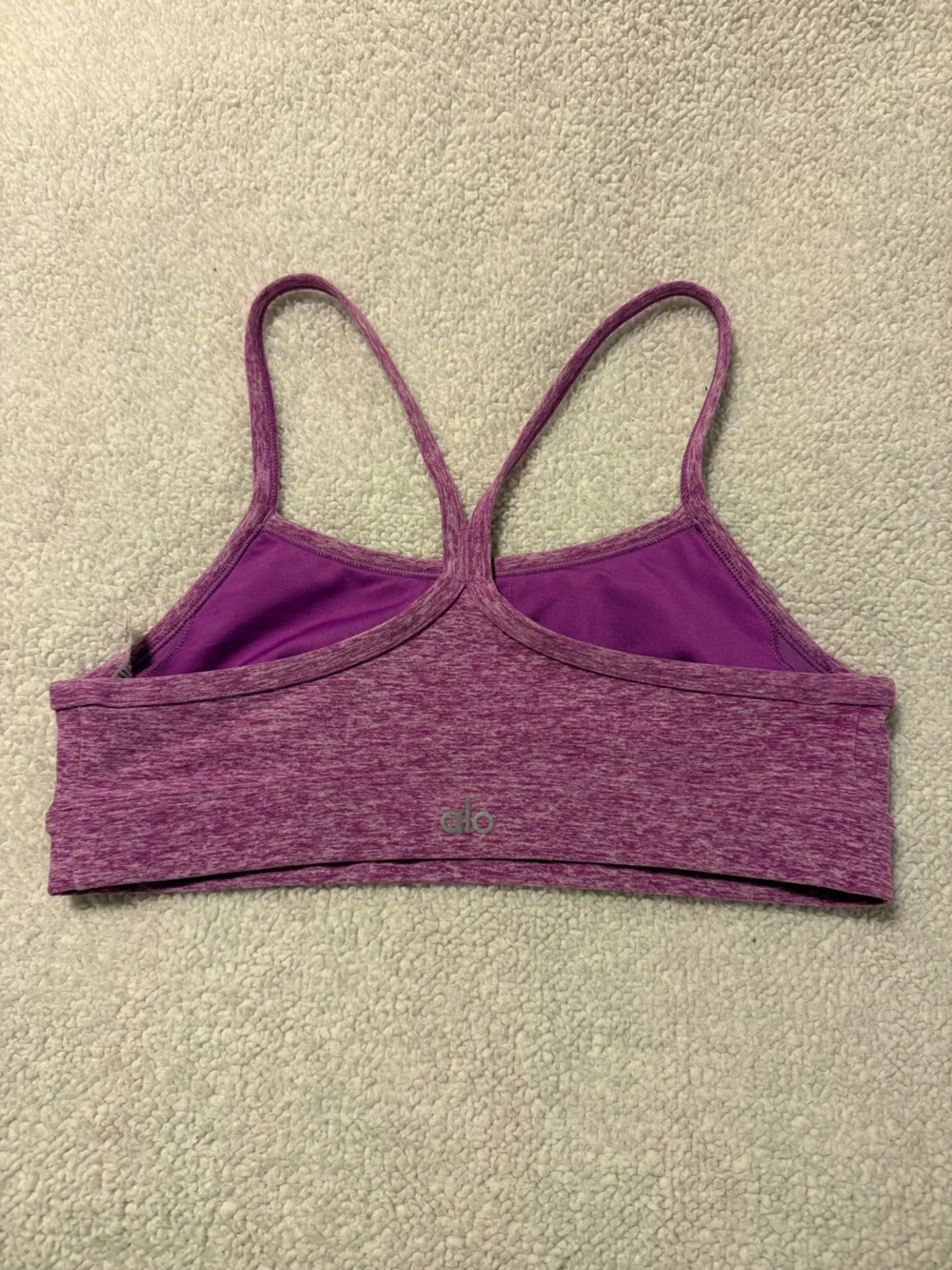 Alo Yoga Alosoft Gratitude Sports Bra Heather Purple Y Back Racerback